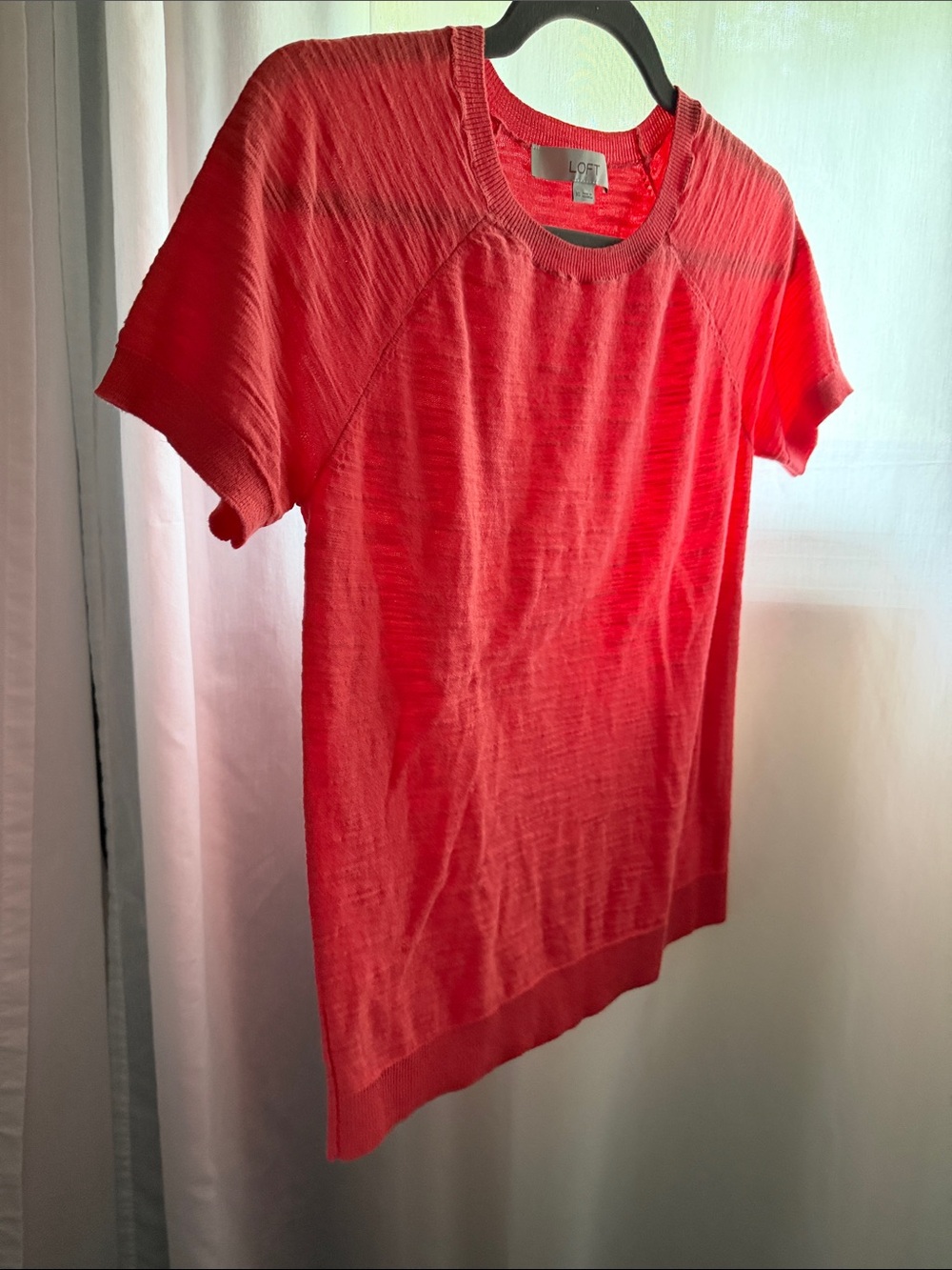 LOFT Coral Lightweight Knit Short-Sleeve Lightweight Crew XS
